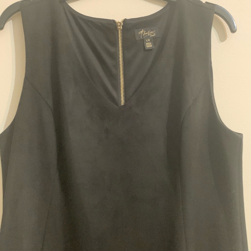 Thalia Sodi Faux Suede Black Embellished Sheath Midi Dress